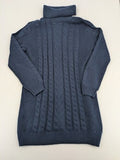 Tchibo navy sweater dress with cable knit pattern and cozy roll neck.