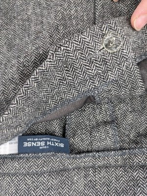 Buena Vista beige pants classic herringbone pattern wool silk blend with stretchy waistband