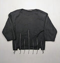 Anita black knit jumper with 3/4 sleeves, silver rhinestone accents and fringe hem.