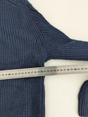 Tchibo navy sweater dress with cable knit pattern and cozy roll neck.