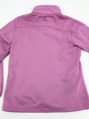 Nkd pink purple softshell jacket with fleece lining and high collar, visible wear marks.