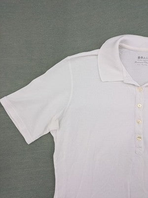 BRAX white polo shirt short sleeve 100% Pima cotton with embroidered logo and button placket.