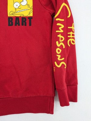 The Simpsons red sweatshirt featuring Bart Simpson graphics and classic crew neck design.