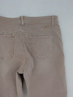 Cambio straight leg jeans beige with classic five-pocket design and zipper fly.