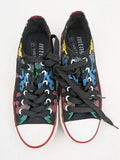 Mtng Thefest multi sneaker black canvas with graffiti print and white rubber cap