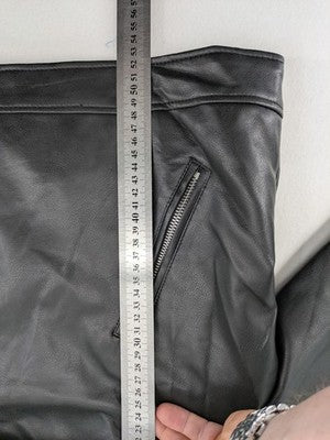 Primark black biker jacket faux leather asymmetrical zipper and shoulder epaulettes.