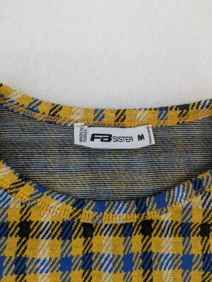 FB Sister co-ords multi-coloured checkered pattern crop top and mini skirt set.
