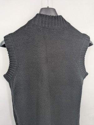 ONLY knit jumper black sleeveless with ribbed stand-up collar and side slits.