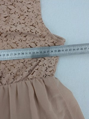 Vero Moda pink wedding dress with lace bodice and keyhole back detail.