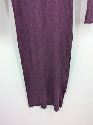 ONLY LIFE purple maxikleid long sleeve ribbed V-neck soft viscose blend fabric