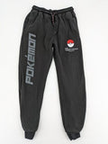 Herren grey jogging pants large Pokémon graphic print and embroidered Pokéball patch.