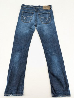 Baldessarini blue straight jeans model 501 with classic 5-pocket design and subtle used effects.