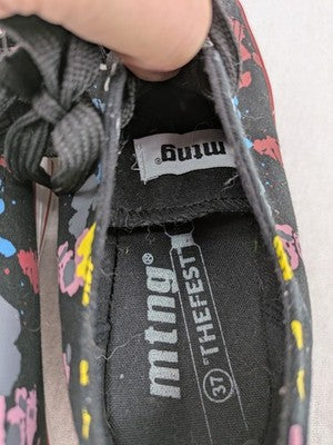 Mtng Thefest multi sneaker black canvas with graffiti print and white rubber cap