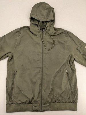 Blend khaki windbreaker jacket 3XL with drawstring hood and full zipper.