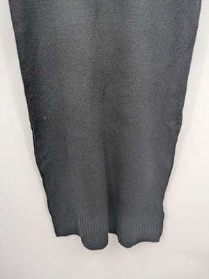 ONLY knit jumper black sleeveless with ribbed stand-up collar and side slits.