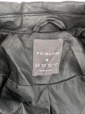 Primark black biker jacket faux leather asymmetrical zipper and shoulder epaulettes.
