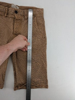 Bershka beige brown shorts allover leopard print, button fly, cotton stretch material.
