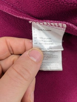 Nkd pink purple softshell jacket with fleece lining and high collar, visible wear marks.