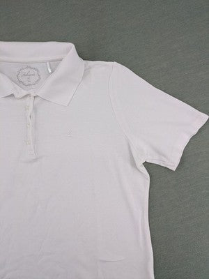 Fabiani white polo shirt with embroidered emblem, short sleeves, classic collar, button placket.