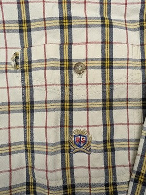 Panhandle Slim multi plaid shirt, button-down, single chest pocket with embroidered crest.