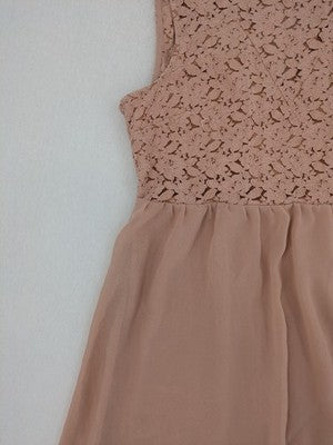 Vero Moda pink wedding dress with lace bodice and keyhole back detail.