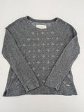 Abercrombie & Fitch grey sweatshirt with embroidered details and raglan sleeves.