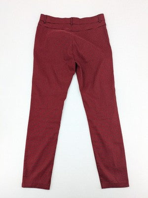 Zara red and black gingham check slim fit stretch pants with elastic blend material.