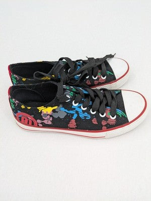 Mtng Thefest multi sneaker black canvas with graffiti print and white rubber cap
