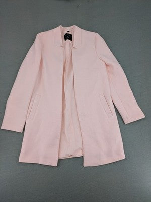 Dorothy Perkins pink long blazer open front with classic lapels and two front pockets