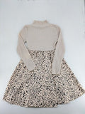 SHEIN women's A-line dress beige cream ribbed turtleneck floral pattern