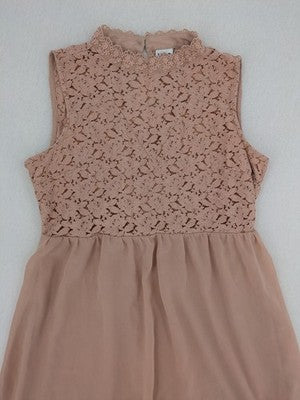Vero Moda pink wedding dress with lace bodice and keyhole back detail.