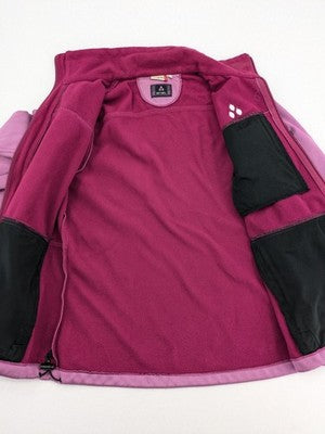 Nkd pink purple softshell jacket with fleece lining and high collar, visible wear marks.