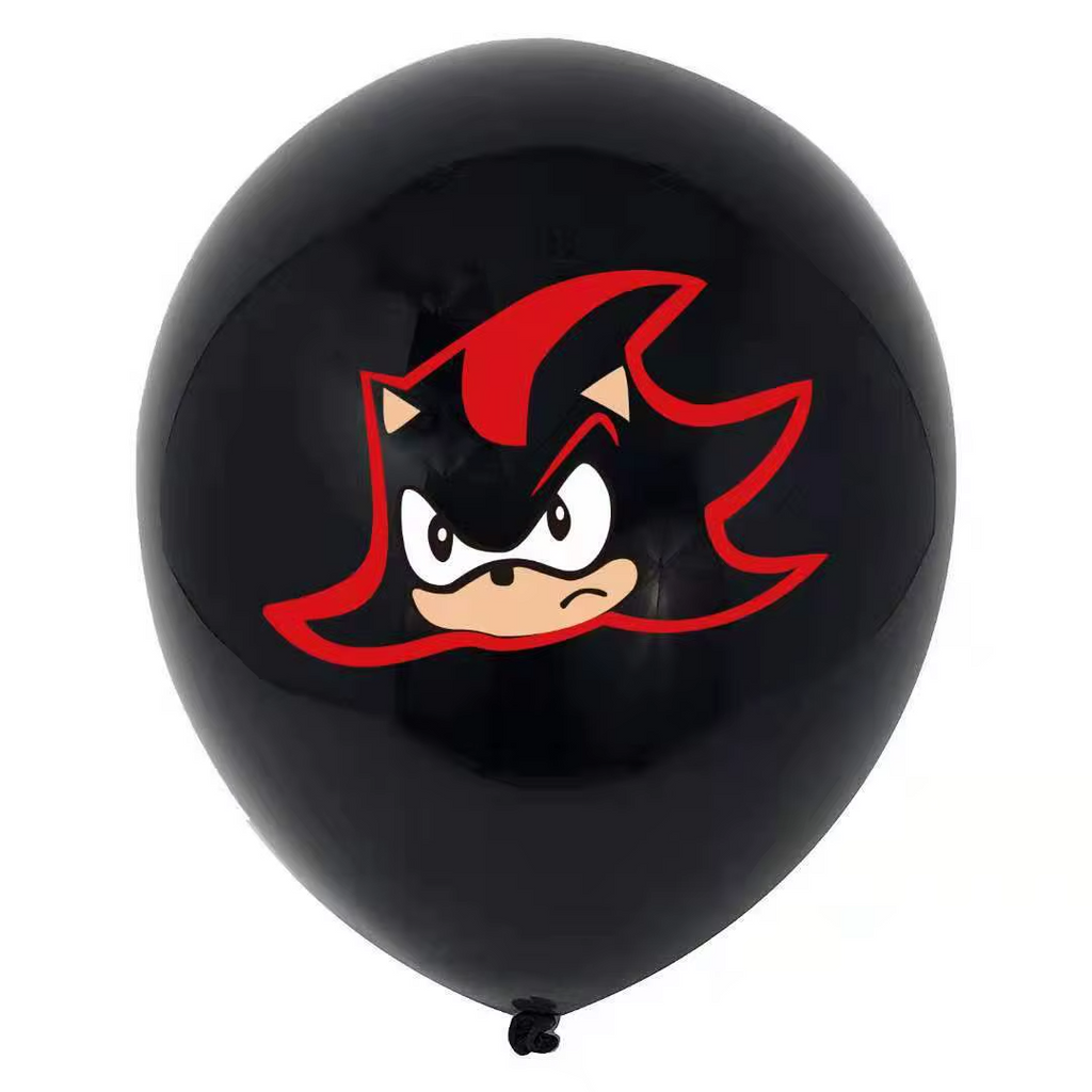 DEKO Sonic the Hedgehog party balloons black and red with various character designs.