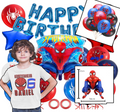 Spiderman blue cotton T-shirt with vibrant red and white superhero graphic design.