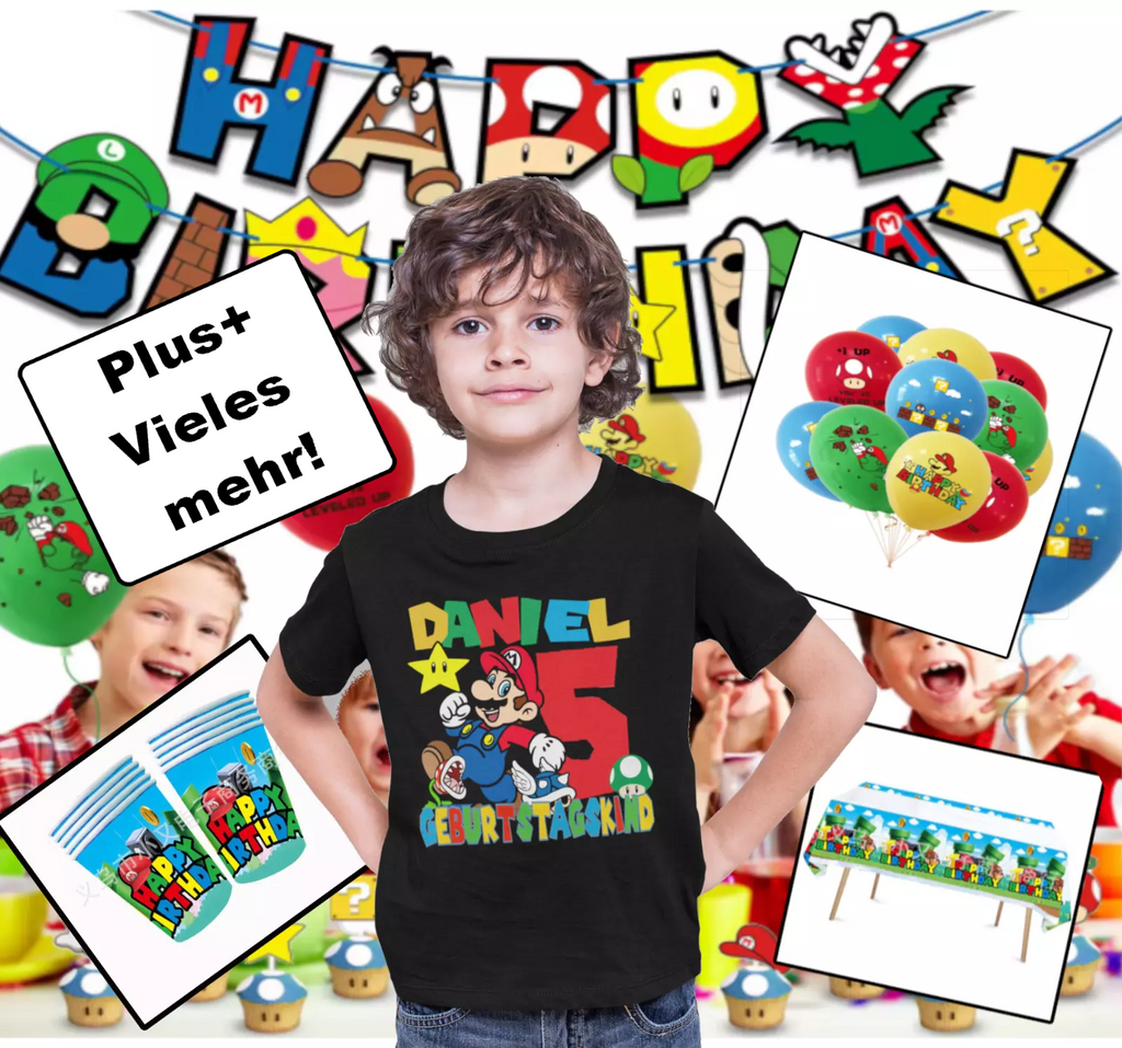 Baumwolle multi T-shirt featuring Super Mario graphic, personalized design, made from 100% organic cotton.