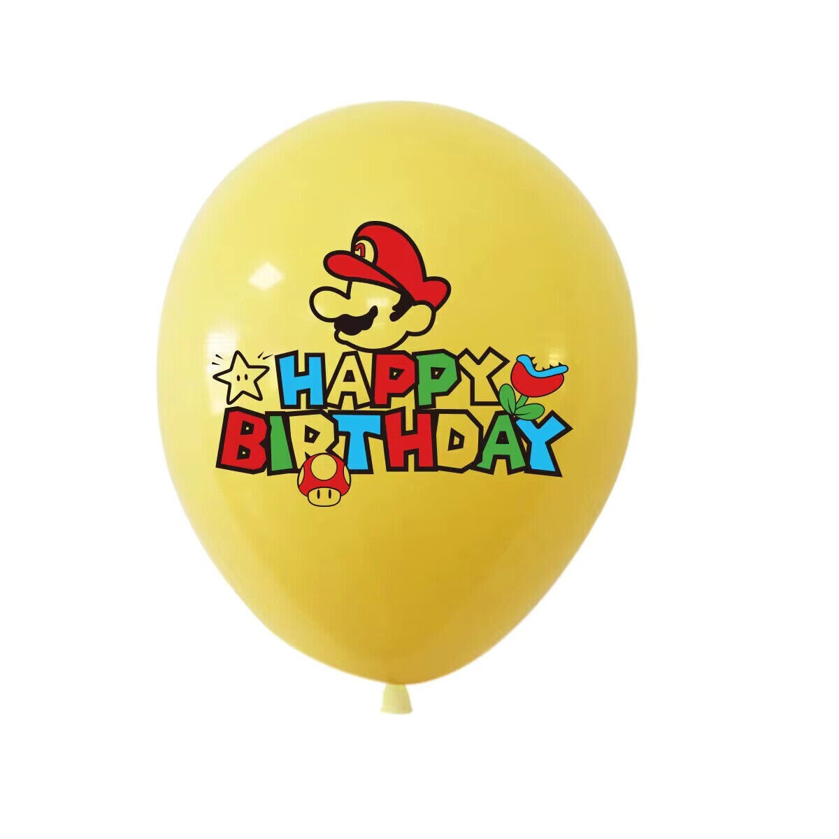 Super Mario blue and red balloons featuring Super Mario and Luigi designs for party decoration.