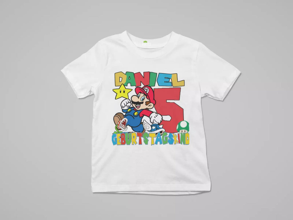 Baumwolle multi T-shirt featuring Super Mario graphic, personalized design, made from 100% organic cotton.