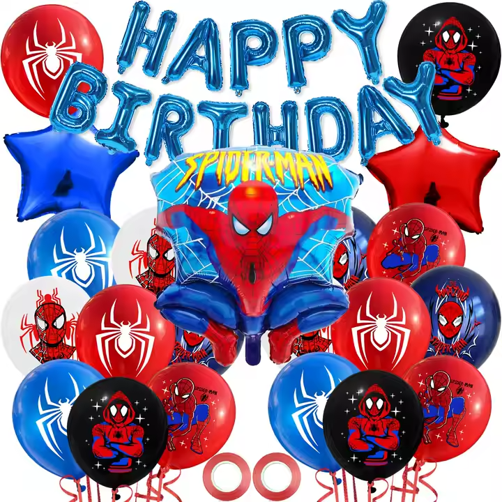 Spiderman blue cotton T-shirt with vibrant red and white superhero graphic design.