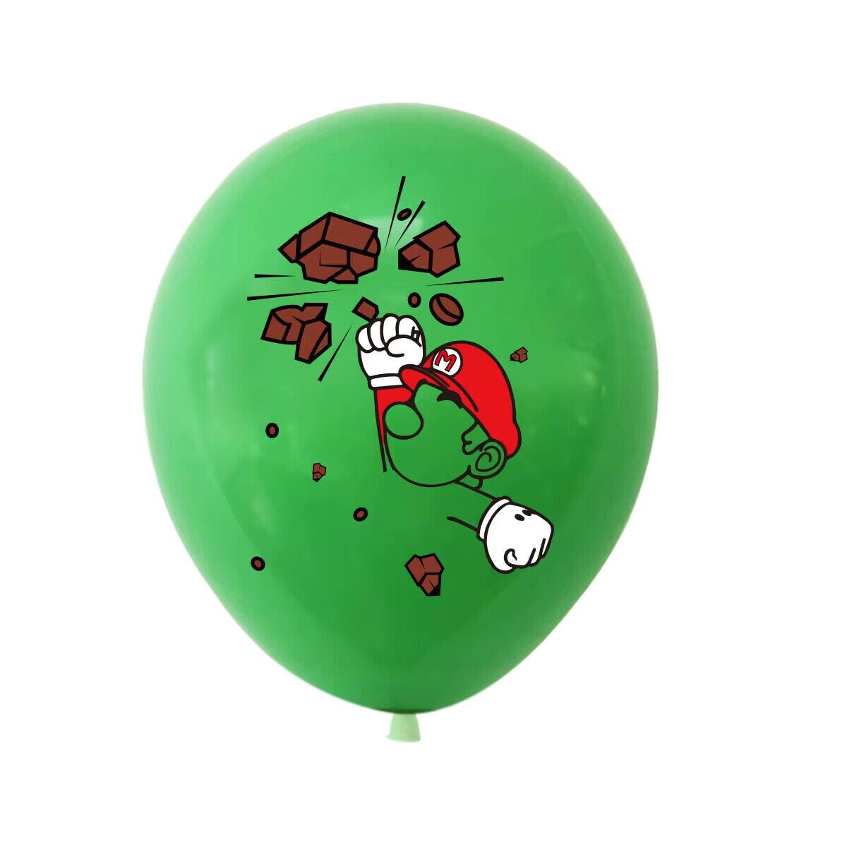 Super Mario blue and red balloons featuring Super Mario and Luigi designs for party decoration.