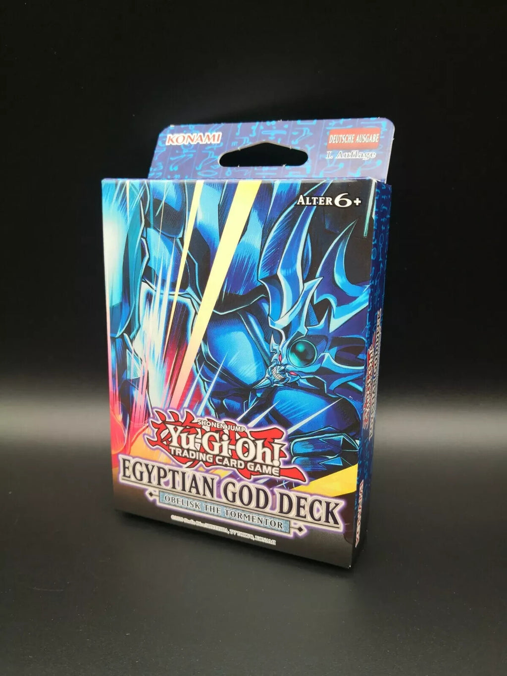 Yu-Gi-Oh! multi-coloured card deck featuring Egyptian Gods Slifer and Obelisk artwork.