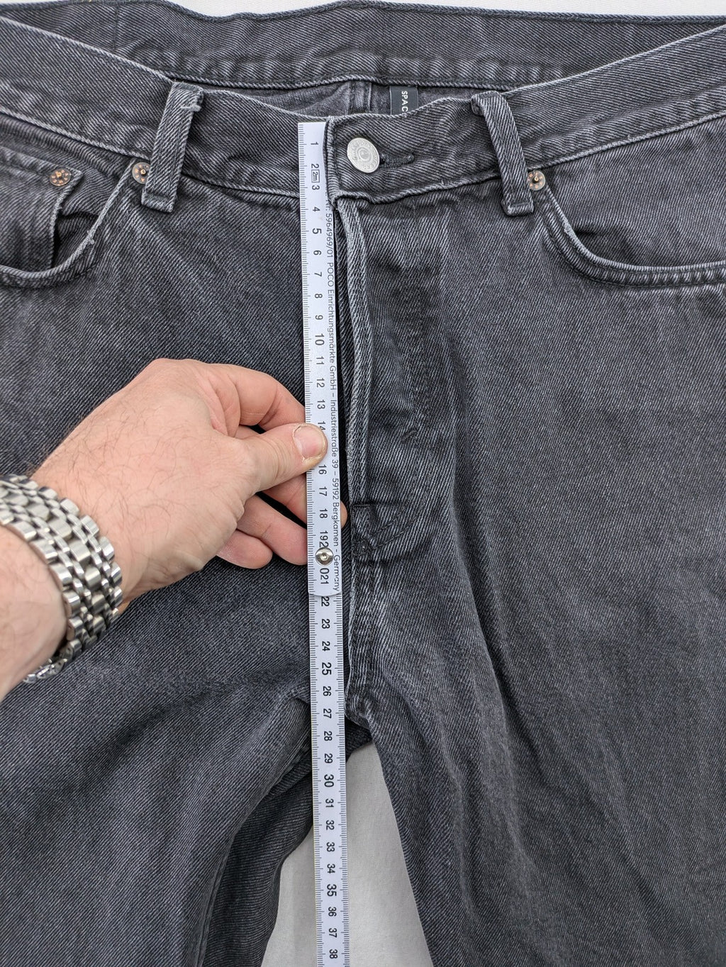 Weekday grey straight jeans washed denim with button fly and classic fit.