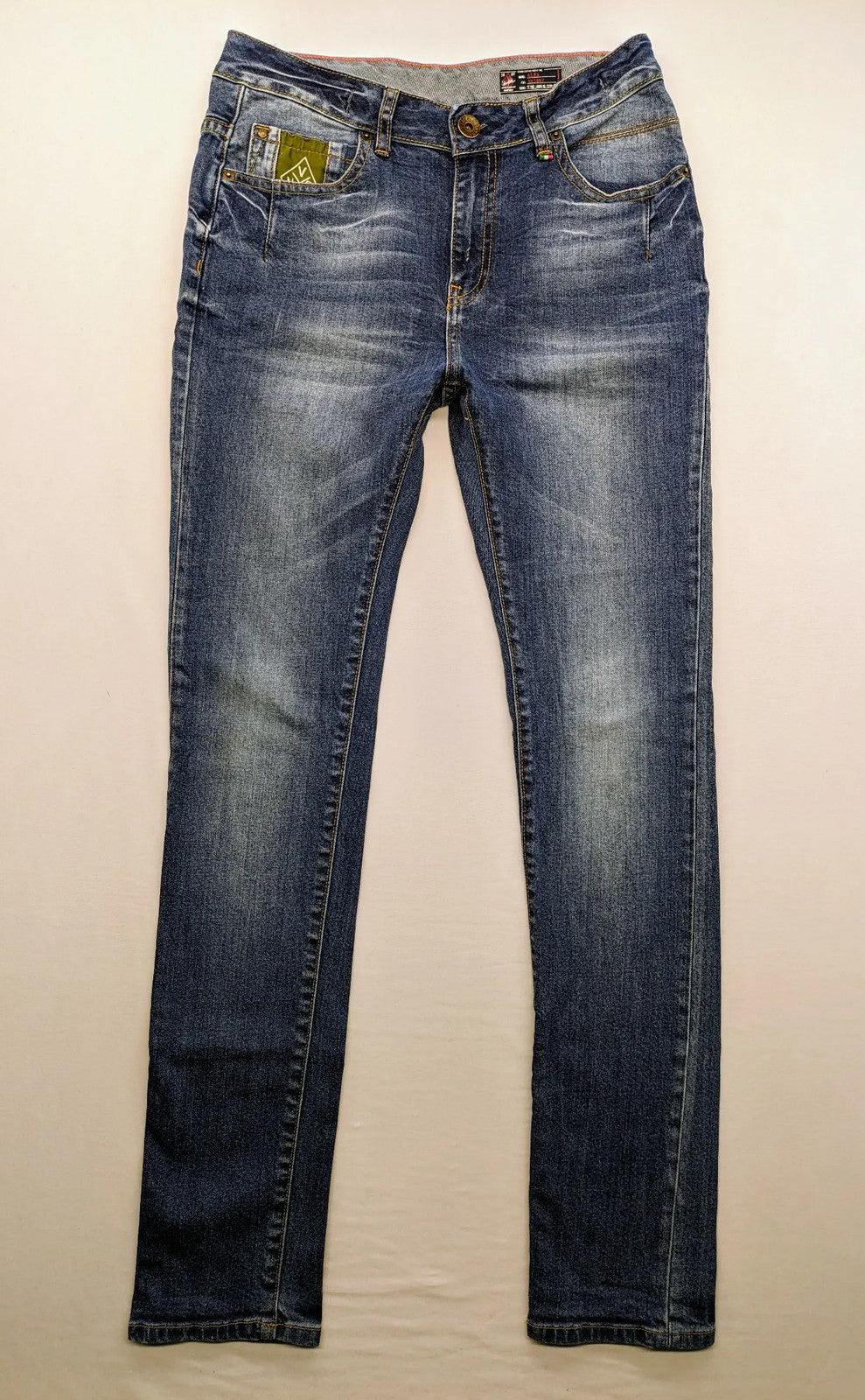 Vingino blue skinny jeans with adjustable waistband and classic wash, made from stretch denim.