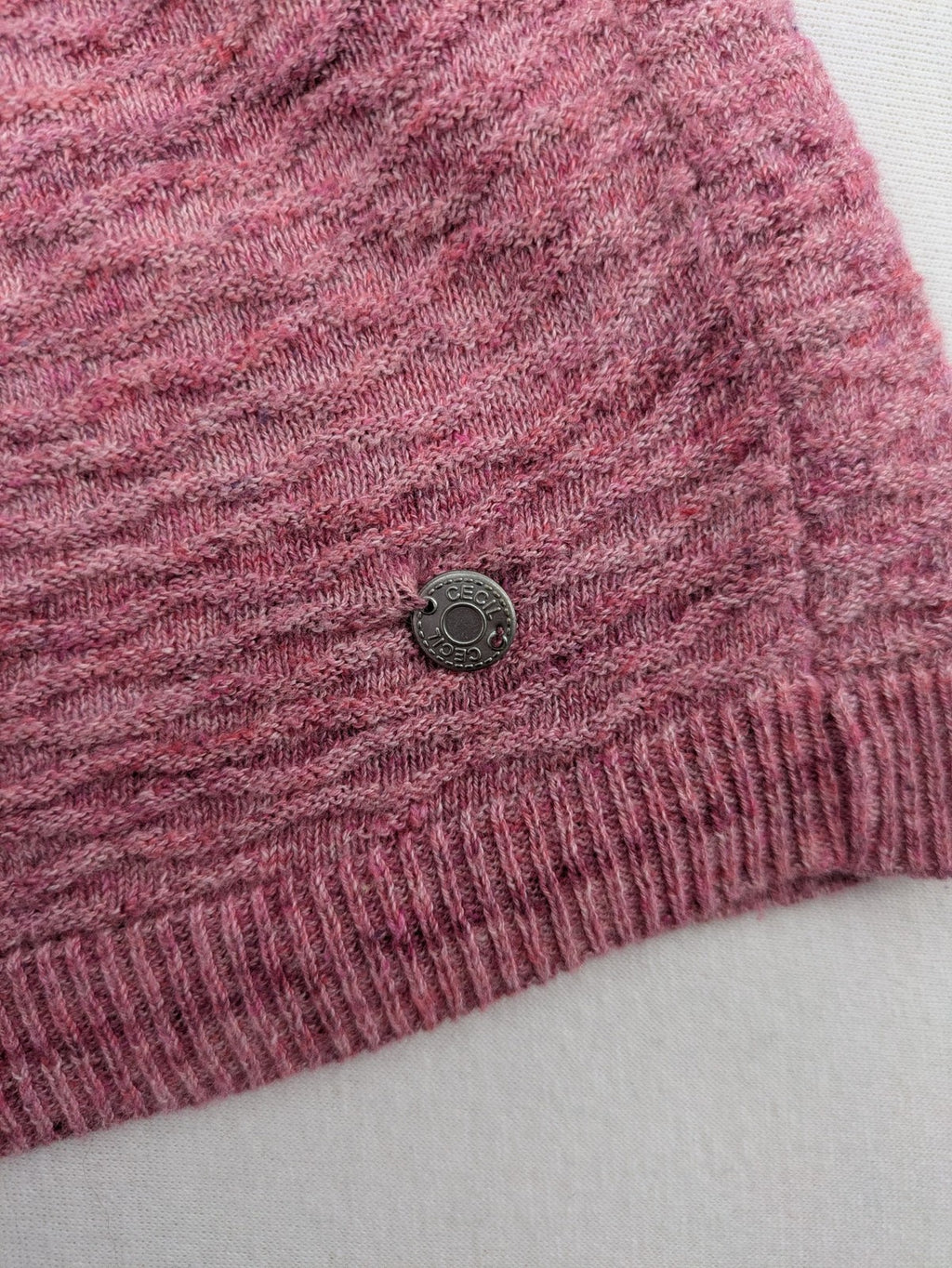 Cecil turtle neck jumper grey pink melange with textured knit and 3/4 sleeves.