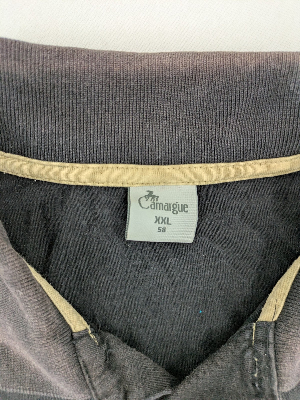 Camargue beige polo shirt cotton short sleeves contrast trim classic collar