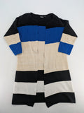 Esmara by Heidi Klum beige and cream long cardigan colorblock striped pattern ribbed knit.