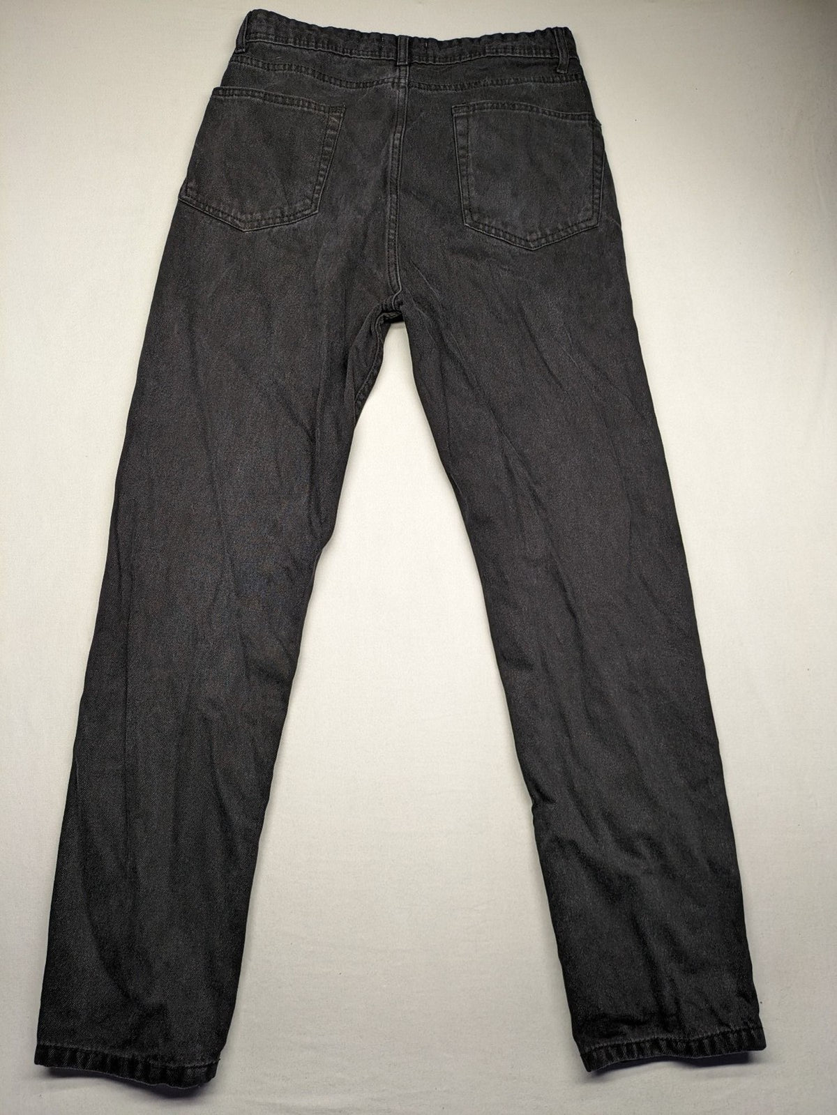 Don't Think Twice straight jeans black grey faded wash five-pocket design cotton denim