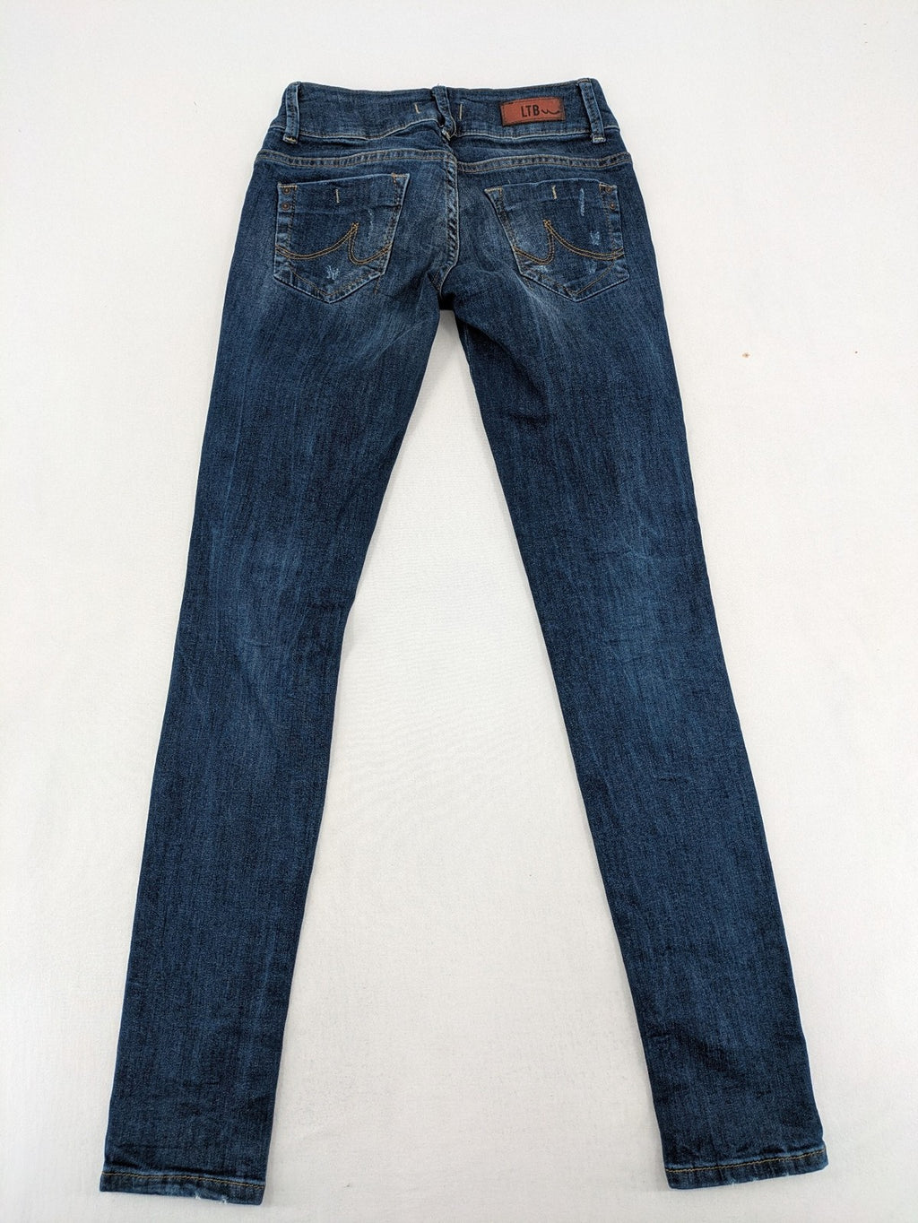 LTB blue skinny jeans dark wash double button closure stretch denim