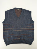 Angelo Litrico blue vest with V-neck, striped pattern, and textured melange design.