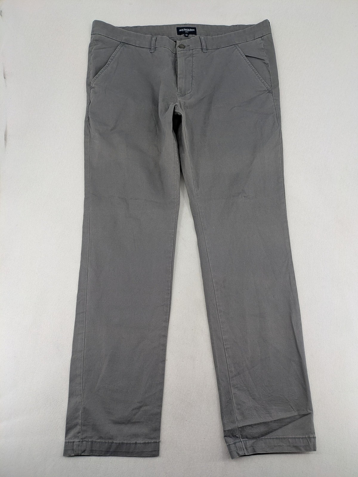 Jan Paulsen grey chino pants flat front cotton-elastane blend with classic design.