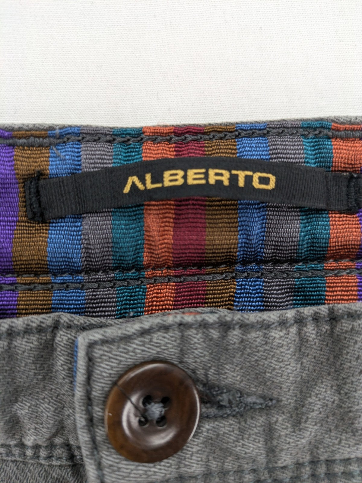 ALBERTO pink pants slim fit stretch cotton with colorful inner waistband detail